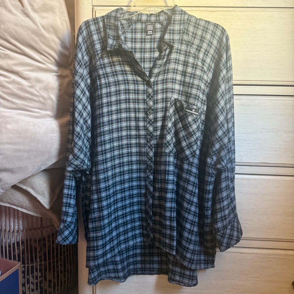 BDG Black & White Plaid Button-Down Shirt